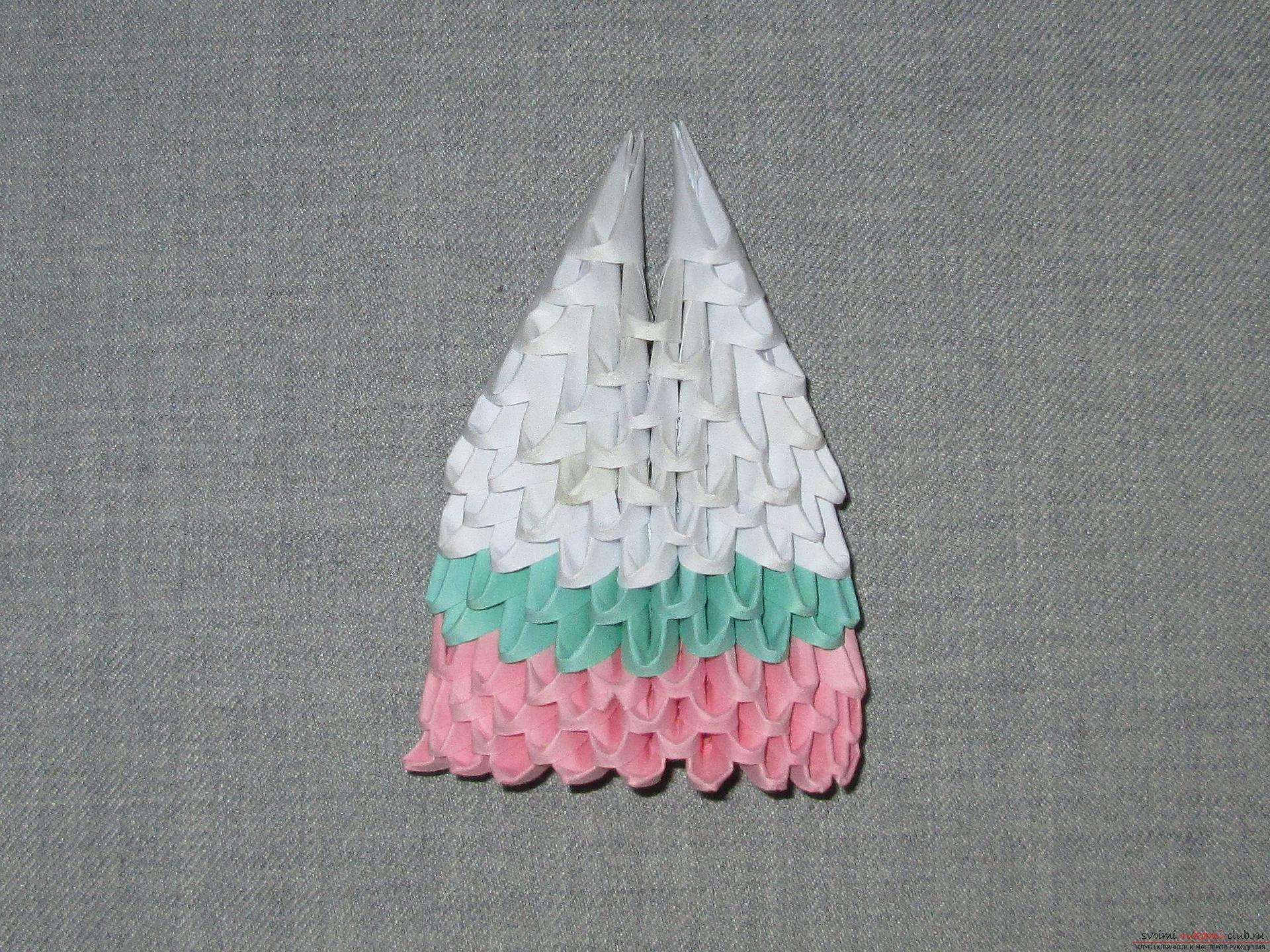 Наш мастер-класс покажет как сделать оригами из модулей, получится космическая ракета своими руками.. Фото №21